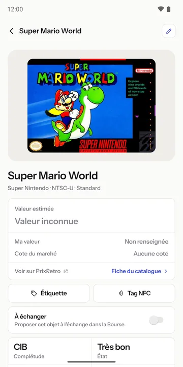 Record of a copy: CIB completeness, Very good condition, estimated value